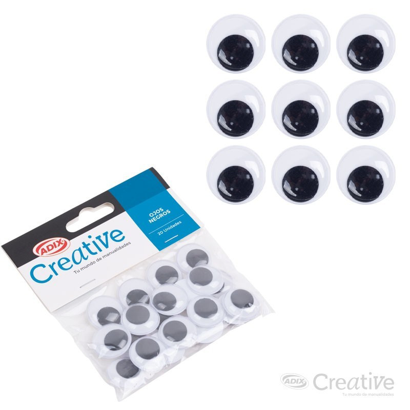 Ojo 20 mm. 20 unidades Negro CREATIVE material-didactico