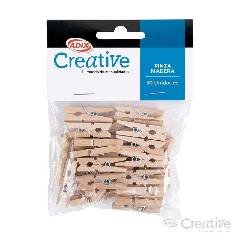 Pinza Madera 30u Natural CREATIVE material-didactico