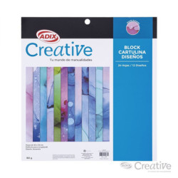 Cartulina 12 Diseños Acuarela 24u 180g CREATIVE material-didactico