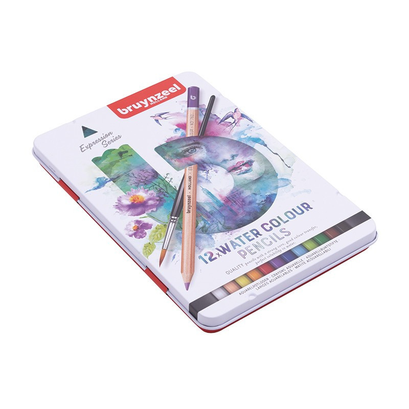 Lápices Acuarelables 12 Colores + Pincel Caja Metálica BRUYNZEEL ma...