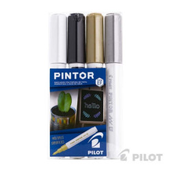 Set Pintor Extra Fino de 4 unidades Blanco, Negro, Dorado, Plateado...
