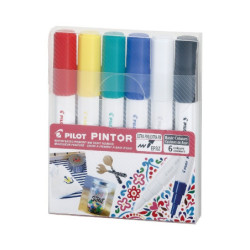 Set Pintor punta Extra Fina 6u colores clásicos PILOT material-dida...