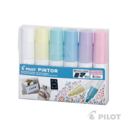 Set Pintor punta biselada 6u colores pasteles PILOT material-didactico