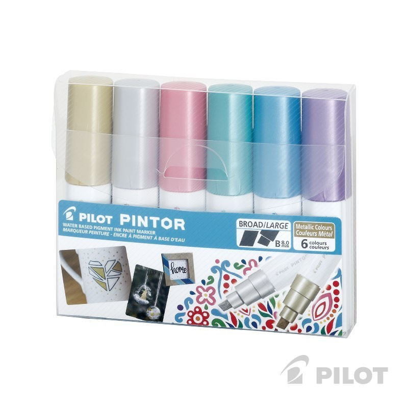 Set Pintor punta biselada 6u colores metálicos. PILOT material-dida...
