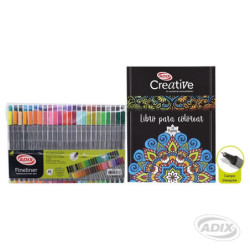 Libro Mandalas y 48 fineliner CREATIVE material-didactico