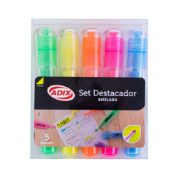 Destacador Transparente 5 Colores ADIX
